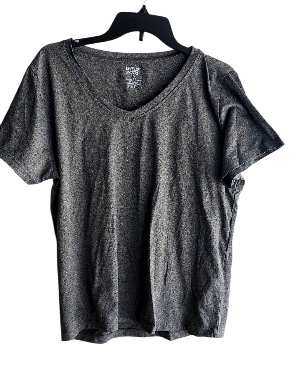Level  Up Active V-Neck Short Sleeve Tee - Dark Heather Gray